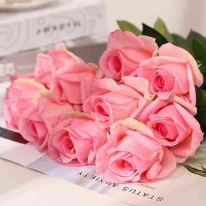 Подарки для женщин, 4 шт., искусственные цветы, роза, увлажняющая роза, латекс, настоящее прикосновение, искусственный цветок, домашний декор, свадебная невеста, держащая букет роз