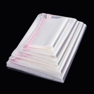 Gift Wrap 100PCS Multiple Size Clear Self-adhesive OPP Plastic Cellophane Bags For Self Sealing Gifts Bag & Pouch Jewelry Packaging