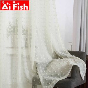 Tenda per finestra a punto peluche 3D in pizzo bianco per soggiorno Camera da letto Finestra a bovindo Pannello personalizzato Mantovane per cucina Tulle ZH036-30 210712