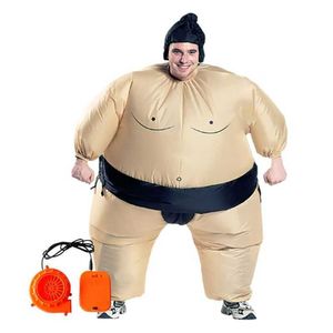 Sumo wrestler kostym uppblåsbara kostym blås upp outfit cosplay fest klänning för barn och vuxen dropship Q0910