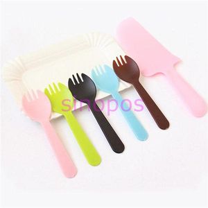 Wholesale disposable plates for packing resale online - Disposable Dinnerware Cake Tableware Sets One Set Include Plates Knive And Forks Independent Bag Packing Grade PS Material SP01