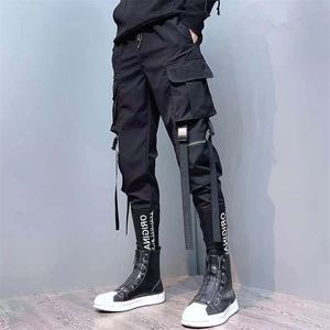 HOUZHOU Summer Cargo Pants Men Embroidery Joggers Techwear Men's Trousers Pockets Gothic Hip Hop Harem Streetwear 210715