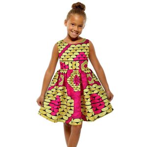 Sommar klänning barn flickor afrikansk dashiki 3d digital tryck ärmlös prinsessa klänning för temperament tjejer vestidos klänning q0716