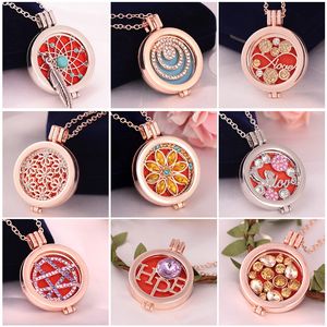 Aroma Difuser Necklace Antique Silver Rhinestone Turquoise Round Lockets Pendant Perfume Essential Oil Aromatherapy Locket Necklaces with Pads Wholesale