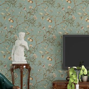 Vintage Floral Wallpaper Mural Non-woven Classical Pastoral Vine Flower Bird Wall Paper Retro Living Room Decor Wallcovering