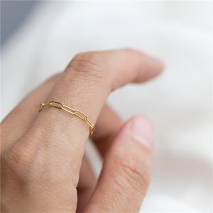 14K złoto wypełnione pierścienie łańcuchowe minimalizm biżuteria Anillos Mujer Bague Femme Boho Aneis dla kobiet 211217