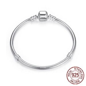 Authentic Silver 925 Chain Charm Snake Bracelet Fit DIY Bead Original Bracelets Trendy Jewelry for Women Ps002