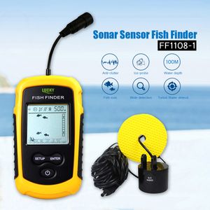 ECHO SUNDER SONAR FILDFINDER FF1108-1 Temperatura de profundidad de agua con los buscadores de peces del transductor del sensor con cable