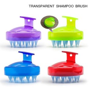 100Pcs Beautiful and practical soft silicone shampoo brush massage clean the scalp household bath comb hairdressing tool