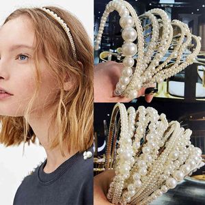 24 stilar simulering pärla hårband kvinnor hår tillbehör koreanska handgjorda båge blomma hoops huvudband bröllop ornament 2021