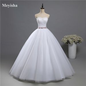 ZJ9084 Koraliki Moda Kryształ Białe Sukienki ślubne Ivory na Brides Plus Size Maxi Formalna kochanie