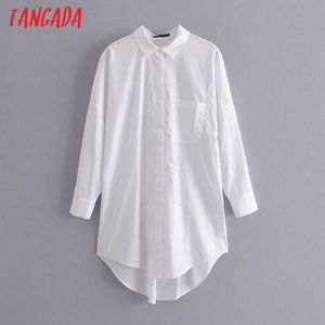 Tangada Women Boy Friend Style Camicetta bianca oversize Manica lunga Chic Camicia allentata casual femminile Blusas Femininas 3A102 210609