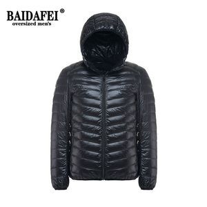 Artı Boyutu 6XL 7XL 8XL 9XL erkek Ultralight Paketlenebilir Kapüşonlu Aşağı Ceket Kirpi Mont İlkbahar Sonbahar Erkek Işık Coat 211104