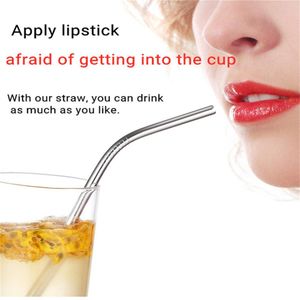Wholesale plastics recycling for sale - Group buy 20 oz Cups Lid Drinkware Stainless Steel Straw Durable Bent Drinking Straw Curve Metal Straws Bar Family kitchen For Beer Fruit Juice Drink Party Accessory