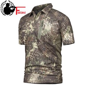 Mężczyźni Koszulki Taktyczne Wojskowy Styl Kamuflaż T Shirt Mężczyźni Oddychający Szybki Dry Python Combat Camo Tshirt Top Tees Męski bojowa 210518