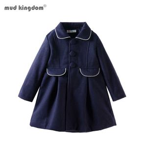 Mudkingdom Kids Girl Overcoat Long Single Breasted Fashion Winter Wool Coat for Girls Children Windproof 210615