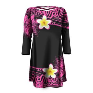 Casual Dresses Polynesian Puletasi Vintage Women Party Plus Size Dress Long Sleeves Chic Pageant Undertake Custom Printing Wholesale