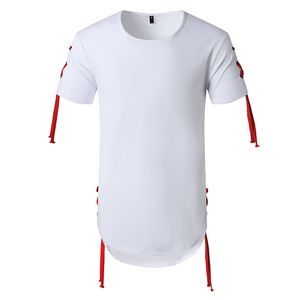 Branco Camisetas Homens Workout Muscle Casual Camisetas Mens O-pescoço de Hip Hop Tshirt Verão Harajuku High Street Tops Sólido 210524