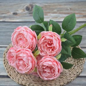 Artificial Silk Peony Flowers Bouquets 7 Heads Core Spun Peonys Wedding Home Decoration White Champagne Blue Pink GGA4651