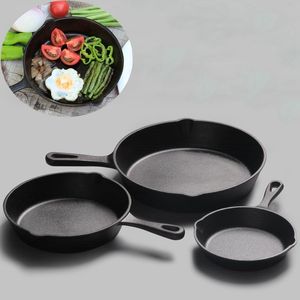 14-20cm Ferro fundido frigideira de frigideira antiaderente frigideira para gás de indução panquecas ovo panqueca restaurante cozinha cozinhar panelas cookware 210319