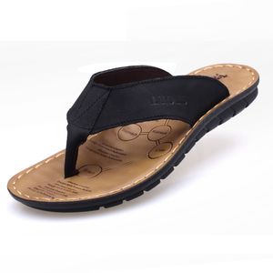 2021 Summer Shoe Men Pantofper Oryginalna Skóra Beach Pantofle Męskie Flip Flop Sandals Casual Male Buty