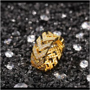 Jewelry Marlary Fashion Band 18K Gold Plated Custom Engraved Ring Wholesale Stack Ice Out Zircons Thumb Rings For Men Drop Delivery 2021 Zq2