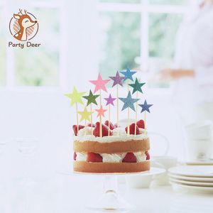 Autres fournitures de fête de fête Size Color Star Cupcake Toppers Cake Topper Topper Pics Kids Wedding Decorations Baby Sh