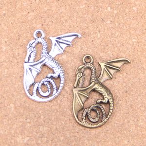 32pcs Antique Silver Bronze Plated dragon loong Charms Pendant DIY Necklace Bracelet Bangle Findings 37*30mm