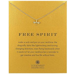 Fashion Dragonfly Pendant Necklace Women with Card Gold Color Creative Neckalce Make A Jewelry Birthday Gift