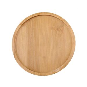 Vassoio in bambù Sottovaso per piante Contenitore per fiori Creativo Colore del legno originale Sottobicchieri rotondi ecologici Set da tavolo Vasi per fioriere