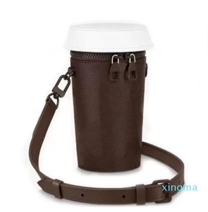 Portafoglio di design Borsa per tazza di caffè Borsa a tracolla con tracolla Borsa a mano da donna da uomo in vera pelle