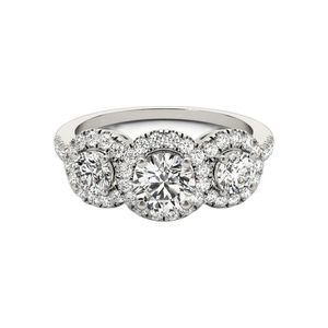 Lesf Trzy Kamienie 925 Sterling Silver Luksusowy Okrągły Ciężar Zirconia Women Engagement Band do obrączki