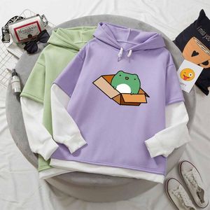 Women's Hoodies & Sweatshirts Frog Print Funny Women Hooded Harajuku Hip Hop Oversized Hoodie Sweatshirt Womens Korean Streetwear Kawaii