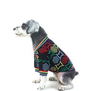 Rainbow Color Pet Dog Sweter Kolorowe List Drukowane Dzianiny Płaszcze Zimowe Ciepłe Sporty Odzszenia