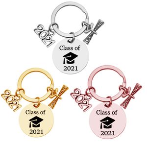 Classe del 2021 Laureato Portachiavi Scuola Università Studente Regalo di laurea Portachiavi in acciaio inossidabile + Gioielli di scorrimento Oro rosa Argento G31902