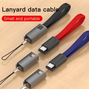 Snabb laddningstyp C Micro USB-kablar Keychain Cable Band Lanyard Data Sync Cord USBC-telefon