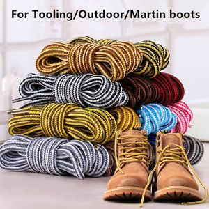 Wholesale Shoelaces For Martins- Boots- Two-color Striped Polyester Round British Tooling Laces Support Customized length 70CM 90CM 120CM 150CM Colorful Lace 18 Colors