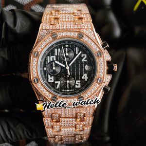 TWF New Series 26470 Miyota Quartz Chronogrpah Mens Watch Stopwatch White Dial Rose Gold Diamonds Case Bracelet Watches Hello_Watch