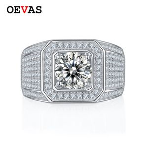 Oevas 100％925スターリングリアル3カラットD色Moissaniteの結婚指輪男性のための輝く完全な炭素ダイヤモンドファインジュエリー