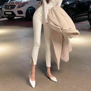 White Pencil Pants Woman Skinny Jeans High Waist Chic Elastic Denim Female Korean Summer Mom Y2k Bottoms 211129