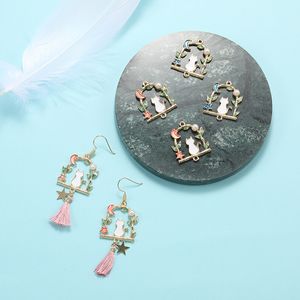 10st Drop Oil Moon Cat Metal Enamel Charms Connectors Wreath Kitty Pendants Floating DIY Earring Smycken Tillbehör Handgjorda