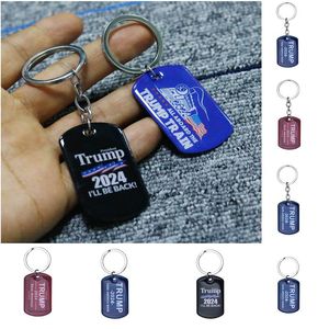 2024 Trump Keychain US Campaign President Election Flag Pendant Stainless Steel Tags I'll Be Back Keyring HH21-338