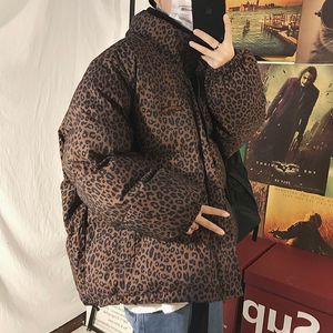 Kış erkek su geçirmez parklar ılık kar ceketlerinde leopar kalınlaşmış gevşek pamuklu yastıklı giysiler moda trençkot m-xl 210524