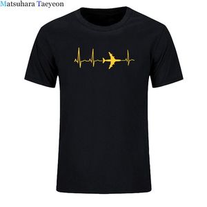 Uçak T Gömlek Erkekler Havacılık Tankı Kardiyogram Meraklıları Tshirt Pamuk Eğlence Tee Casual Desen T-Shirt Retro Erkek T-Shirt Tops