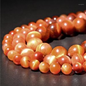Other Natural Gem Stone Beads Orange Sun Tiger Eye Smooth Round Loose Spacer 6 8 10 12 MM For Diy Bracelet Jewelry Making