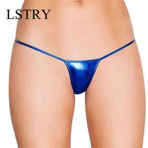 NXY Sexy Lingerie M-3XL Parlak G Dize Mikro Mini Külot Kadınlar Için LSTRY Iç Çamaşırı Metalik PU Deri Tanga Bayanlar Tanga Erotik Lingerie1217