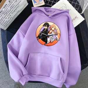 ファッションアニメ刀アートオンラインパーカー面白い漫画桐生谷和平ゆきカップル洋服原宿冬スウェットメンズY0816