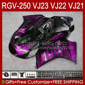 Kit corpo rose flames per SUZUKI RGVT RGV 250 CC RGV250 SAPC VJ23 Carenatura RGV-250CC RVG250 250CC 97 98 Carrozzeria 107HC.165 RGVT-250 VJ 23 RGV-250 Pannello 1997 1998 Carene