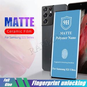 Vollkleber-Abdeckung, weicher Keramik-PMMA-Displayschutz für Samsung Galaxy S24 S23 Ultra S22 Plus 5G S21 S20 Note 20 10 9 8 S9 S8 S10 Fingerabdruck-Touch