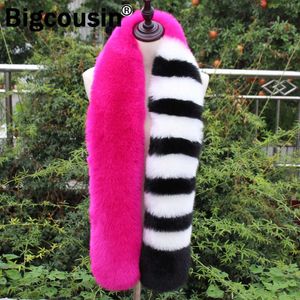 Winter Women Scarf Scarf Grosso Luxo Quente Wraps 150cm Pescoço Xailes Faux Fox Fur Moda Decor Senhoras Elegante Longo Collar Colarinho Muffler H0923